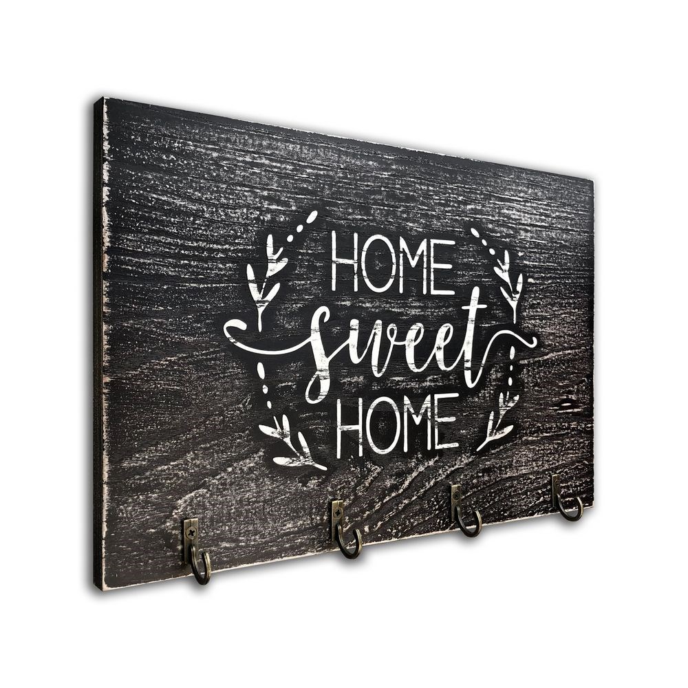 Ключниця 20х30 "Home sweet home (2 гілки)" (сірий вінтаж)