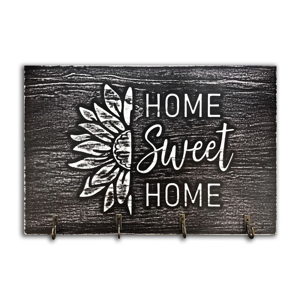 Ключниця 20х30 "Home sweet home (соняшник)" (сірий вінтаж)