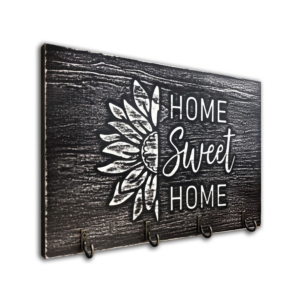 Ключниця 20х30 "Home sweet home (соняшник)" (сірий вінтаж)