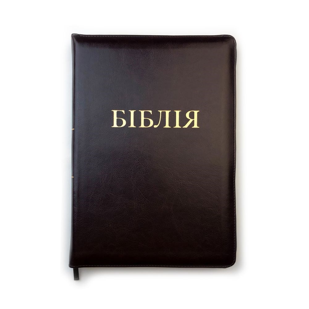 Біблія на замку, замінник шкіри, з пошуковими індексами (180х250 мм), сучасний переклад, коричнева