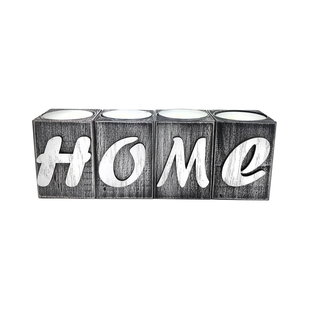 Набор подсвечников деревянных "Home" серый винтаж 6х4х4 см