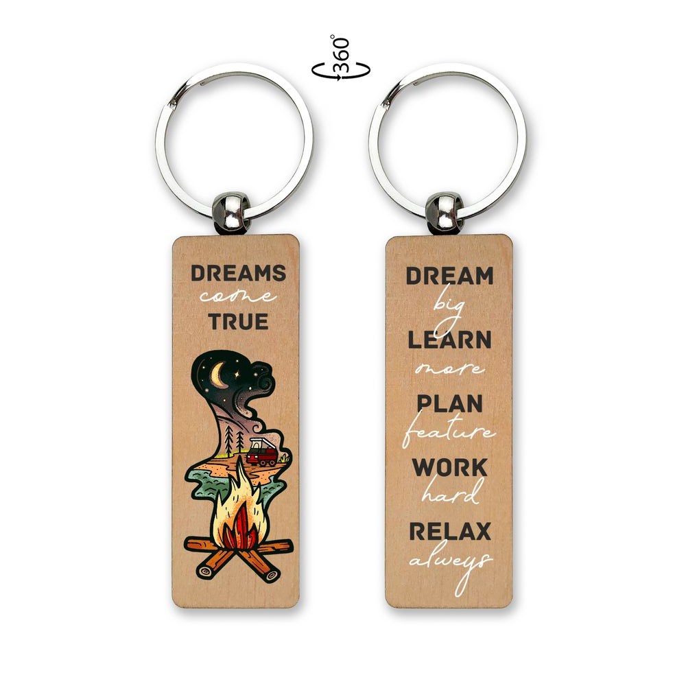 Брелок деревянный "Dreams come true/Dream big" 2,5х8 см.