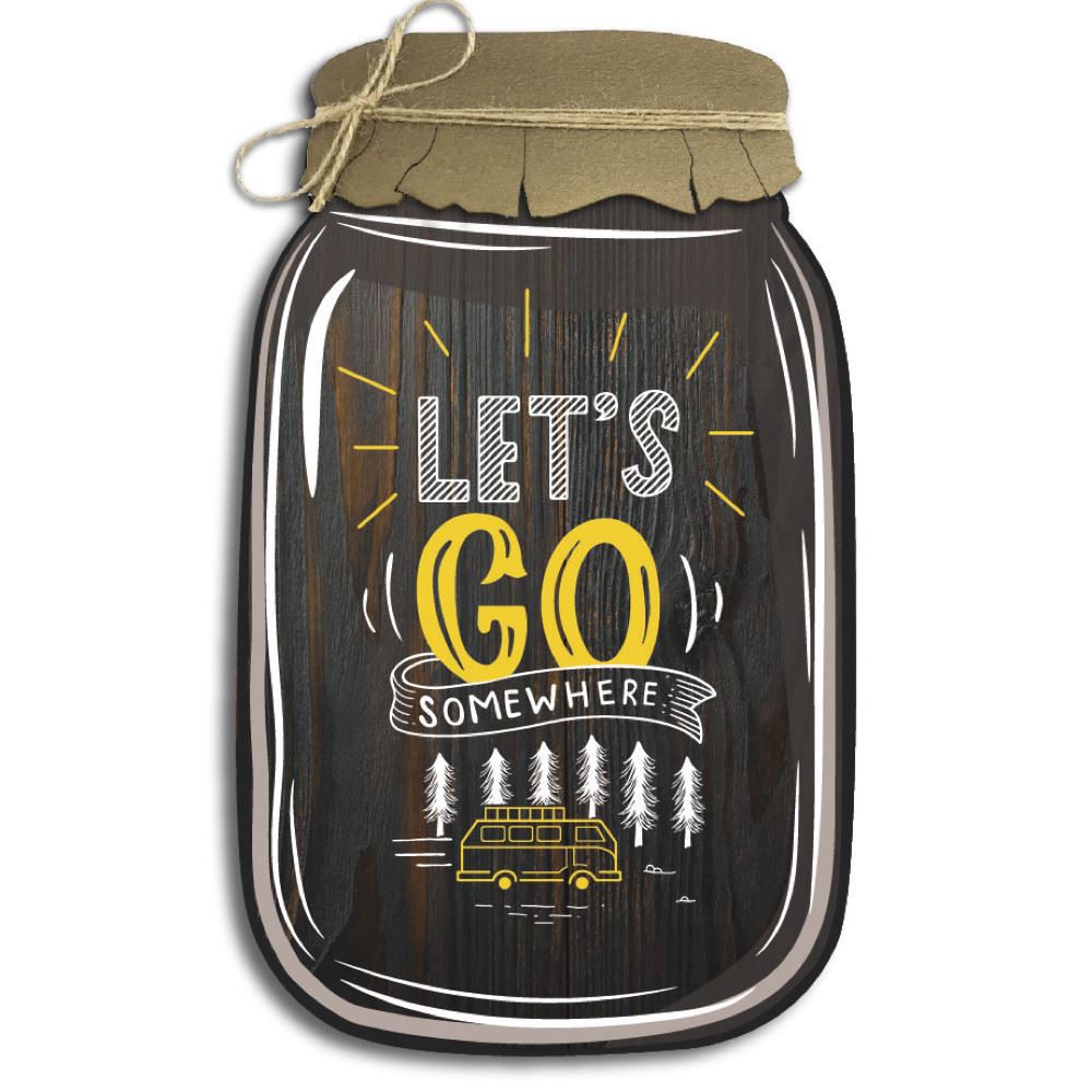 Декоративна дерев'яна табличка «Банка» "Let's go somewhere "