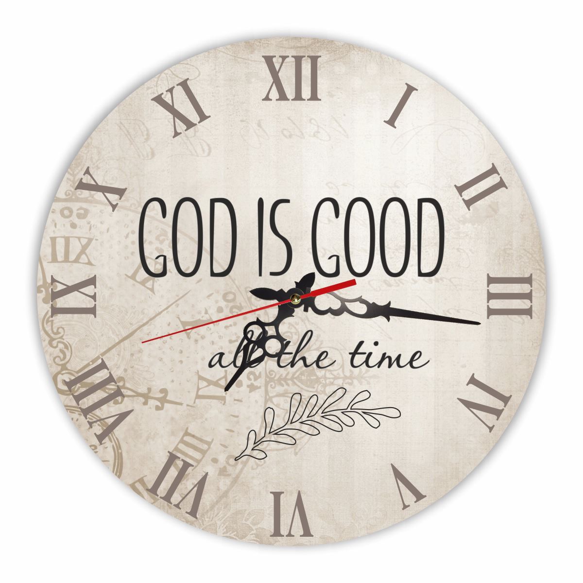 Настенные деревянные круглые часы 30 см "God is Good all the time"