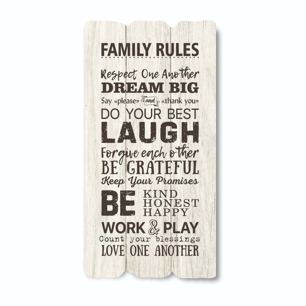 Декоративная деревянная табличка 30 15 "Family rules"