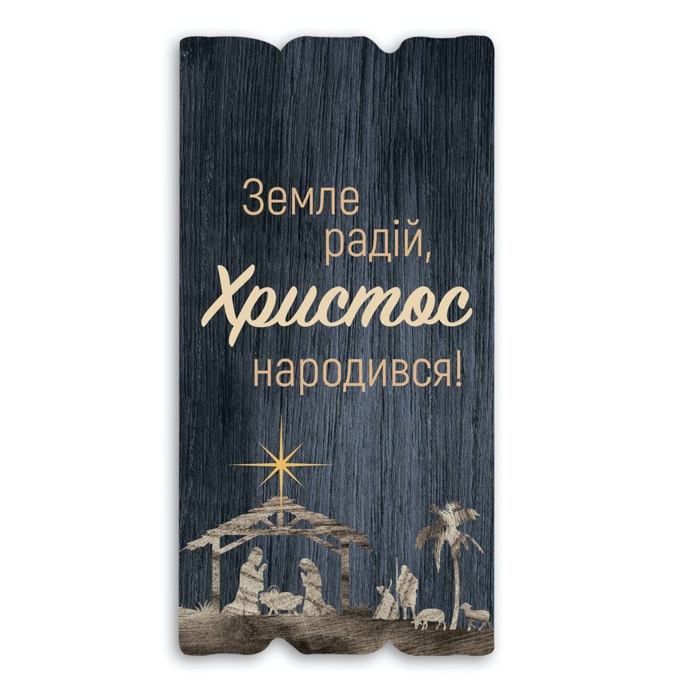 Декоративна дерев'яна табличка 30 15 "Земле радій, Христос народився!"