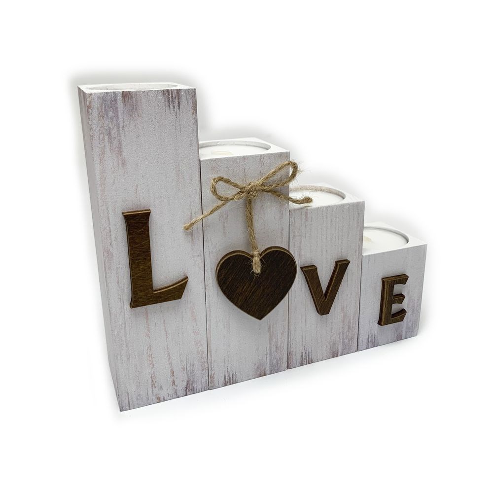 Набор подсвечников деревянных "Love" 4 шт.