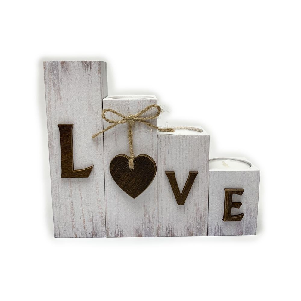 Набор подсвечников деревянных "Love" 4 шт.
