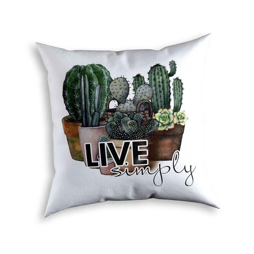 Подушка саржевая белая 45х45 "Live simply"
