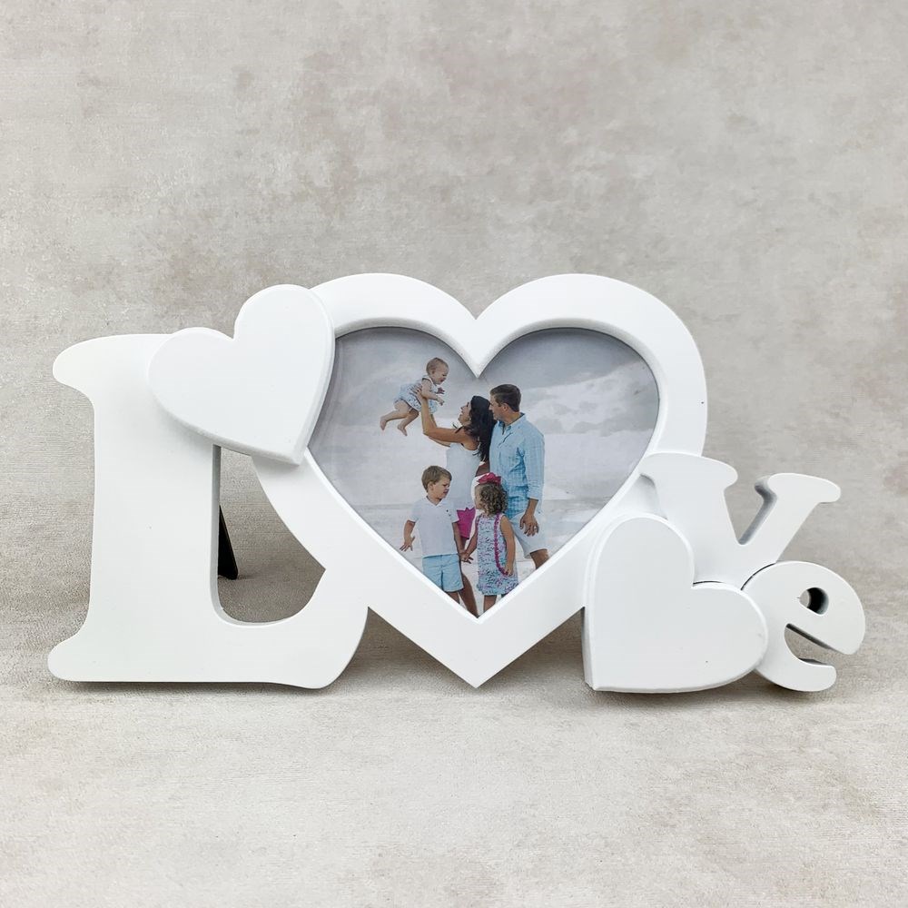 Настільна рамка для фотографій "Love" сердечко біла