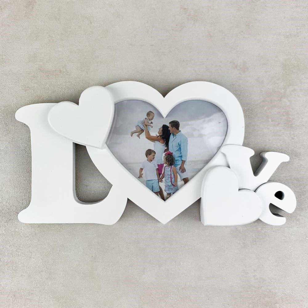 Настільна рамка для фотографій "Love" сердечко біла