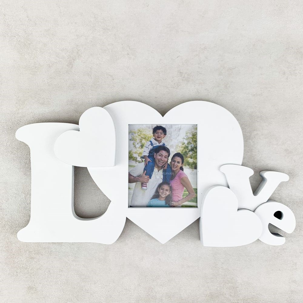 Настільна рамка для фотографій "Love" квадрат білий