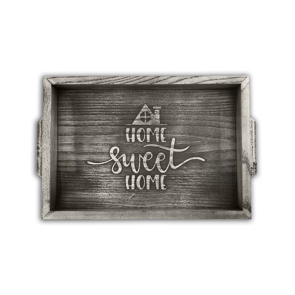 Піднос дерев'яний 20х30 "Home sweet home" сірий вінтаж