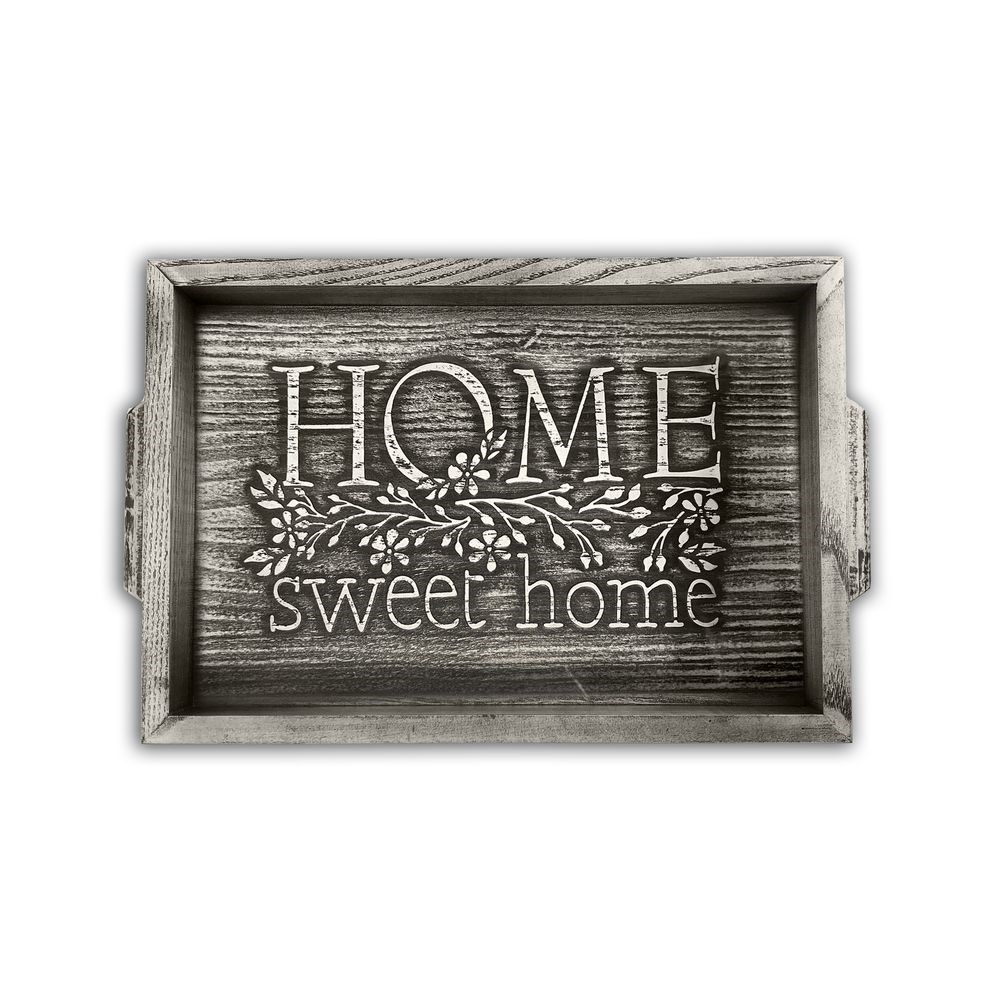Піднос дерев'яний 20х30 "Home sweet home" сірий вінтаж