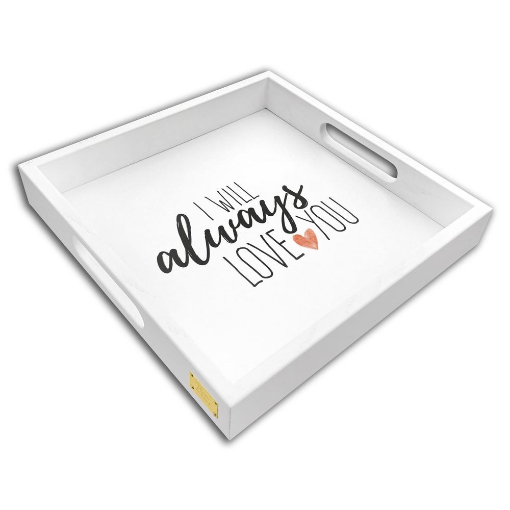 Поднос деревянный "I will always love you" 30х30 см