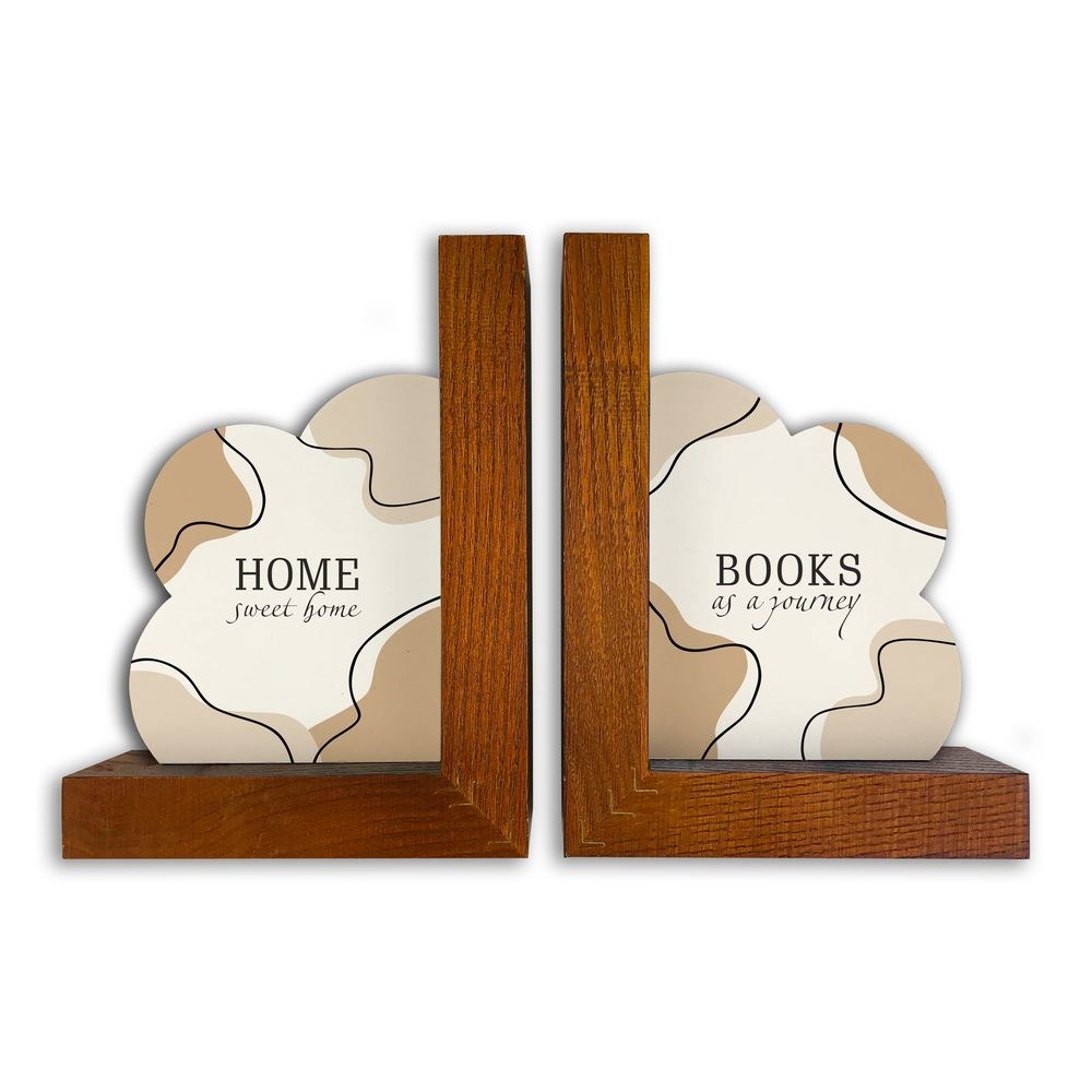 Подставка для книг (букенд) "Home sweet home/Books as a journey" (горіховий)