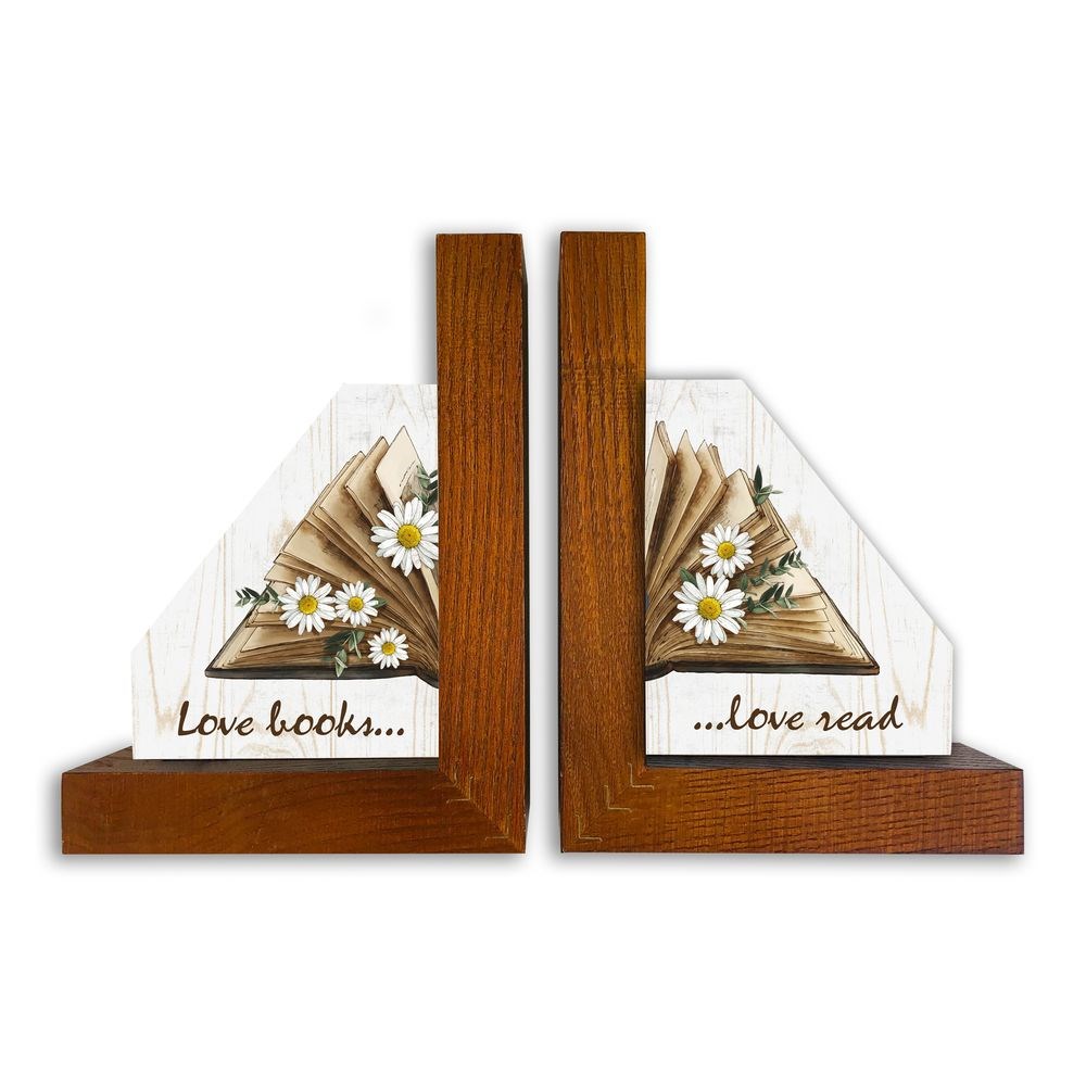 Подставка для книг (букенд) "Love books/Love read" (горіховий)