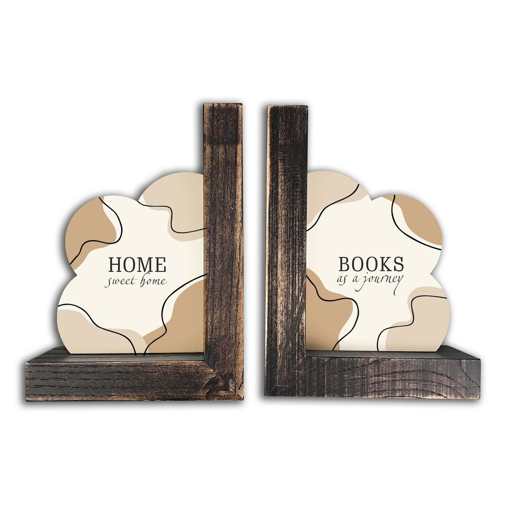 Подставка для книг (букенд) "Home sweet home/Books as a journey" (коричневий вінтаж)