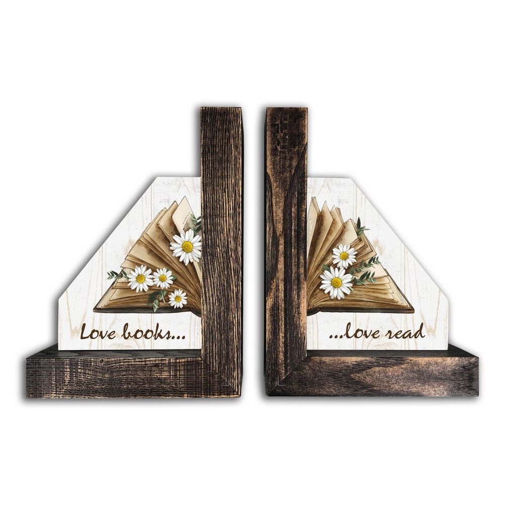 Подставка для книг (букенд) "Love books/Love read" (коричневий вінтаж)