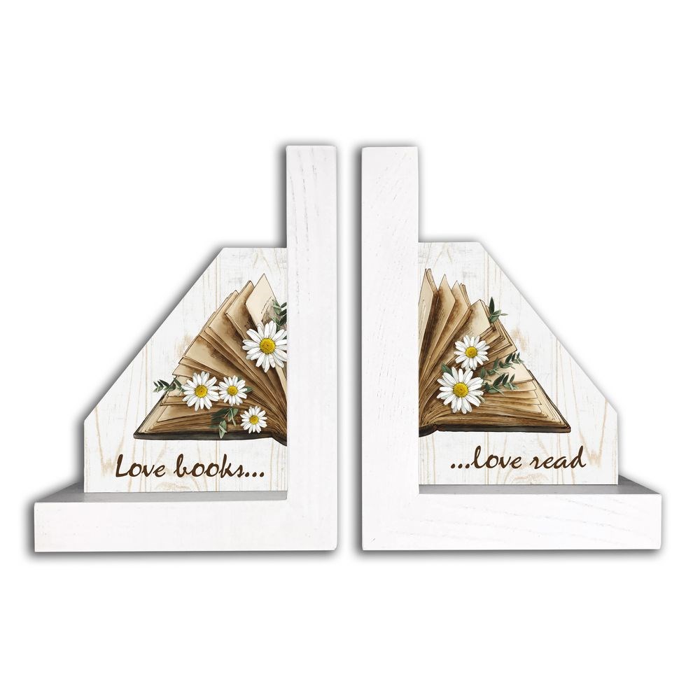 Подставка для книг (букенд) "Love books/Love read" (біла)