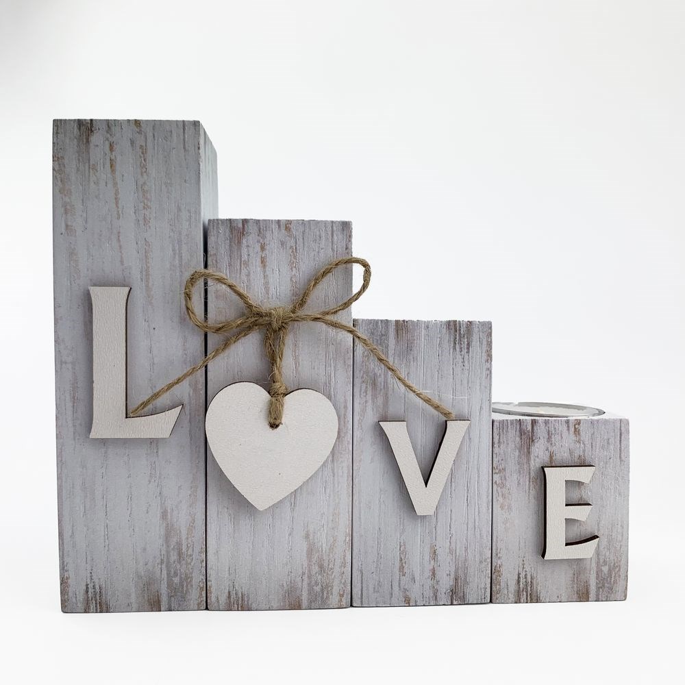 Набор подсвечников деревянных "Love" 4 шт.