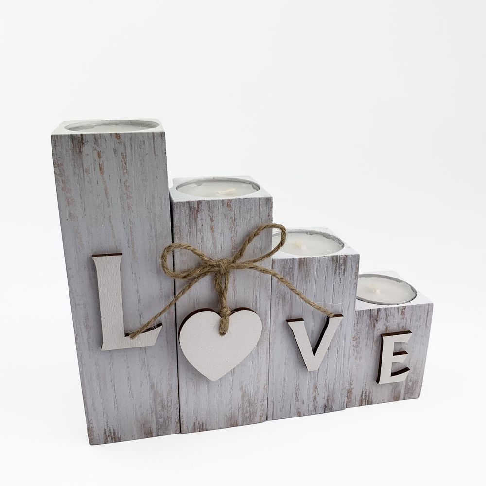 Набор подсвечников деревянных "Love" 4 шт.