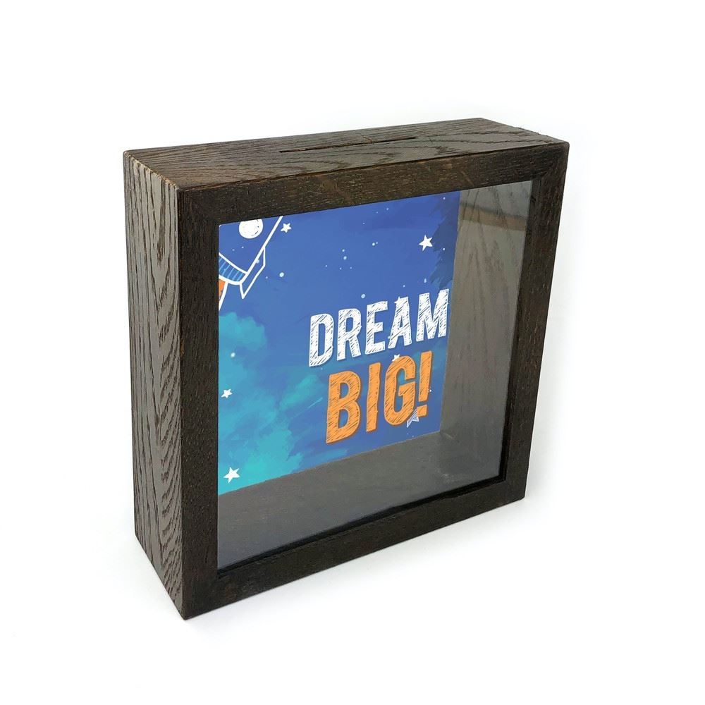 Дерев'яна копілка (скарбничка) 20 20 см "Dream big"