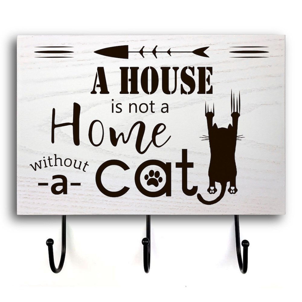 Деревянный входной вешачок-табличка "A house is not a home" 20х30 см