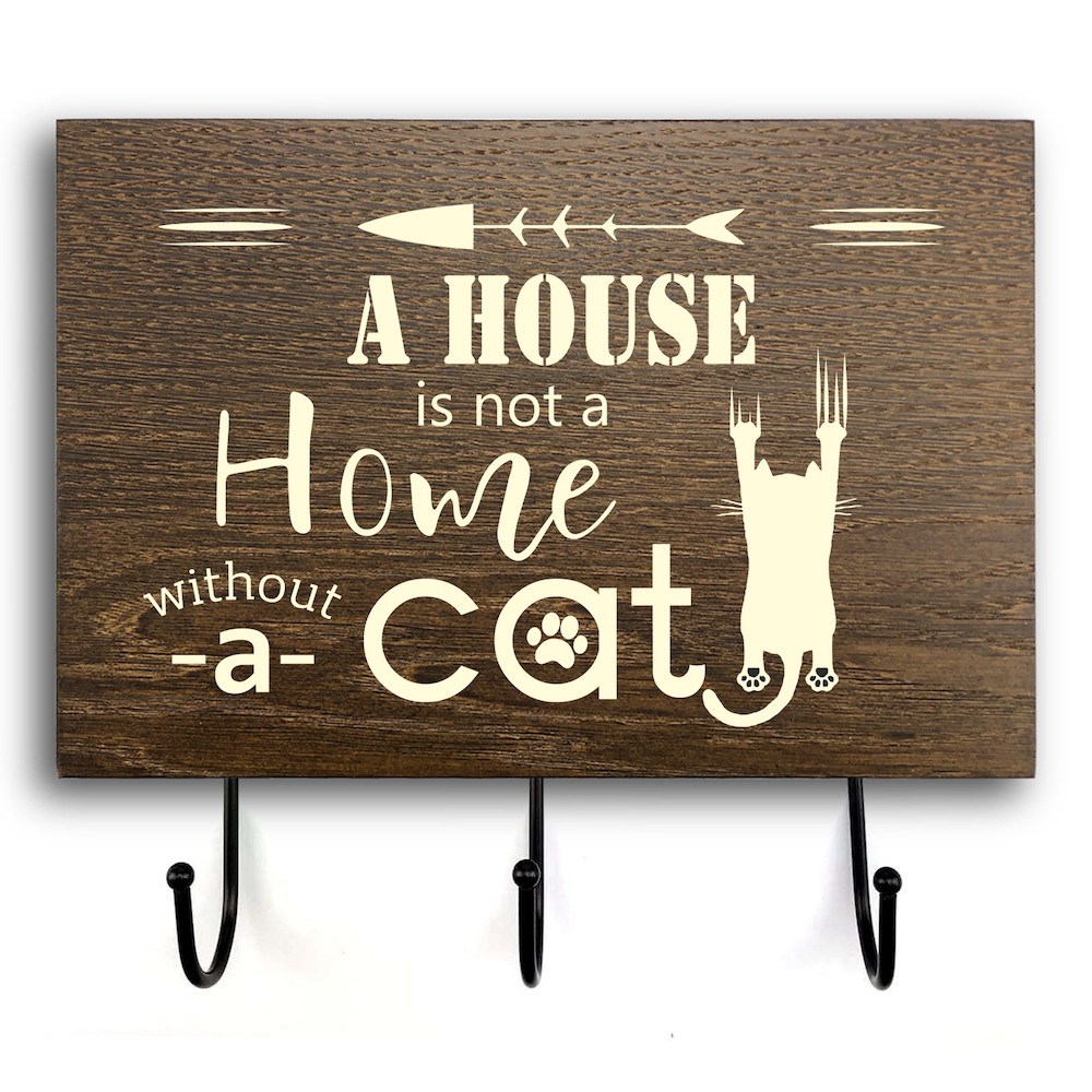 Деревянный входной вешачок-табличка "A house is not a home" 20х30 см