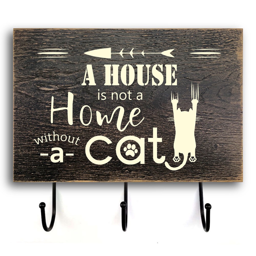 Деревянный входной вешачок-табличка  "A house is not a home" 20х30