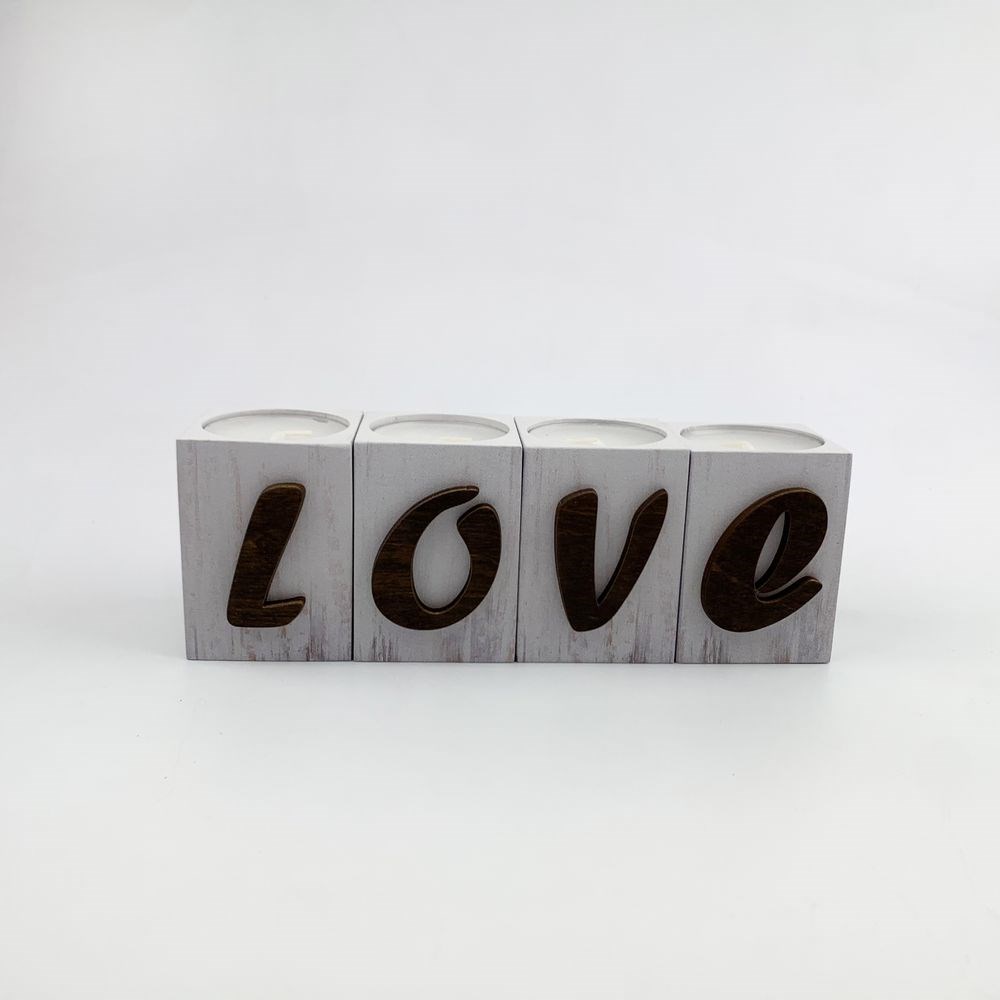 Набор подсвечников деревянных "Love" 5х6 см