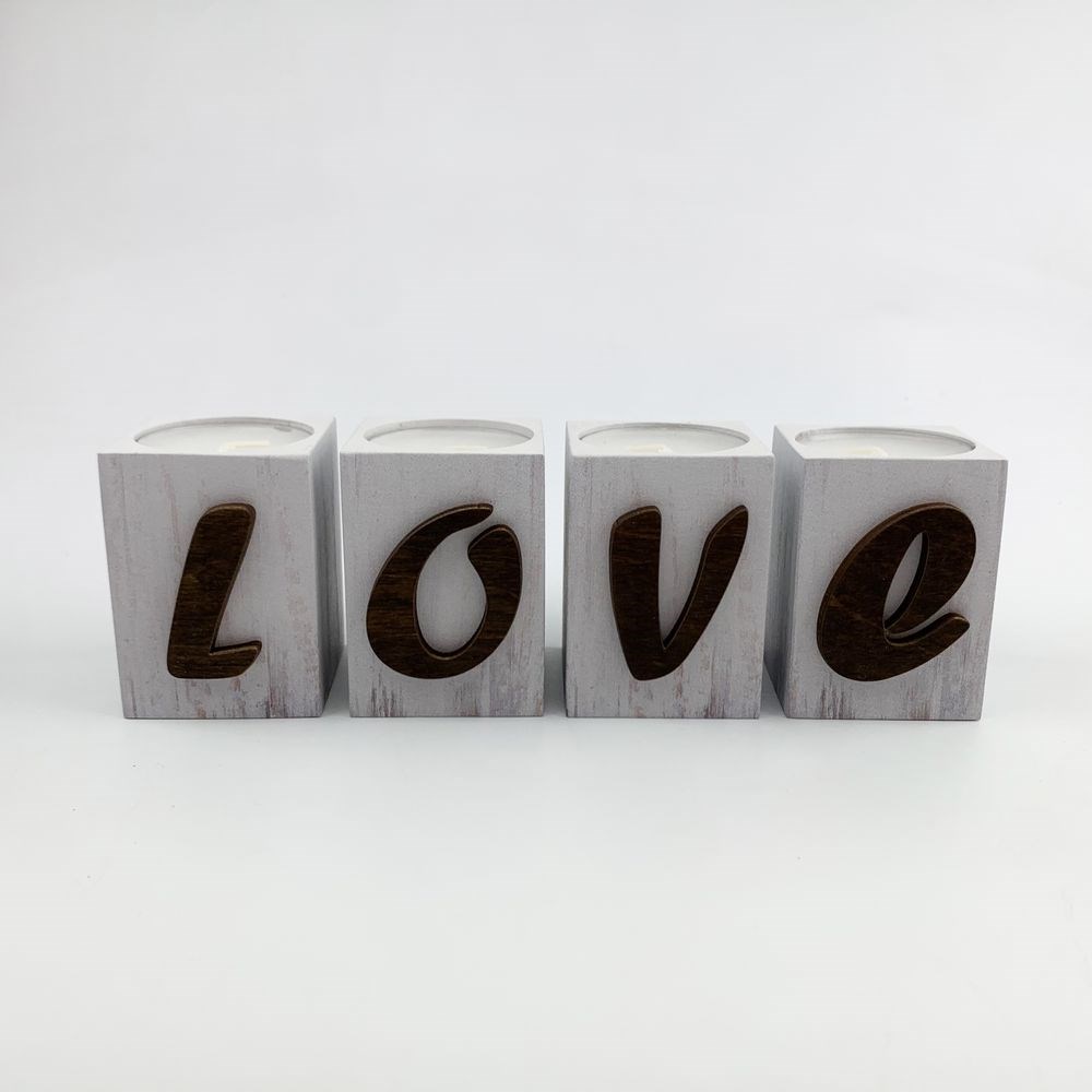 Набор подсвечников деревянных "Love" 5х6 см